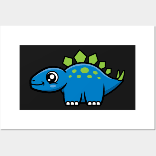 Stegosaurus Dinosaur (Blue and Green) Posters and Art